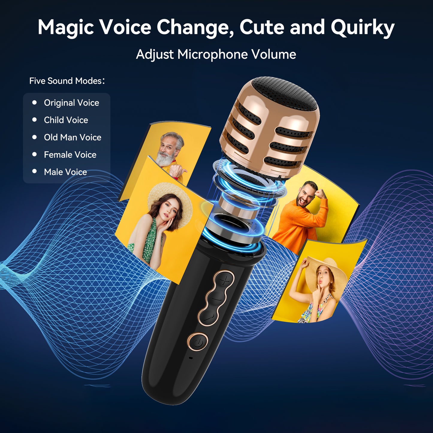 BIGASUO Bluetooth Karaoke Machine with 2 UHF Microphone, Portable Karaoke Speaker with Reverb Adjustment and Party LED Lights,PA System Speaker Supports TF Card/AUX in/USB for Party/Wedding,Out/Indoor