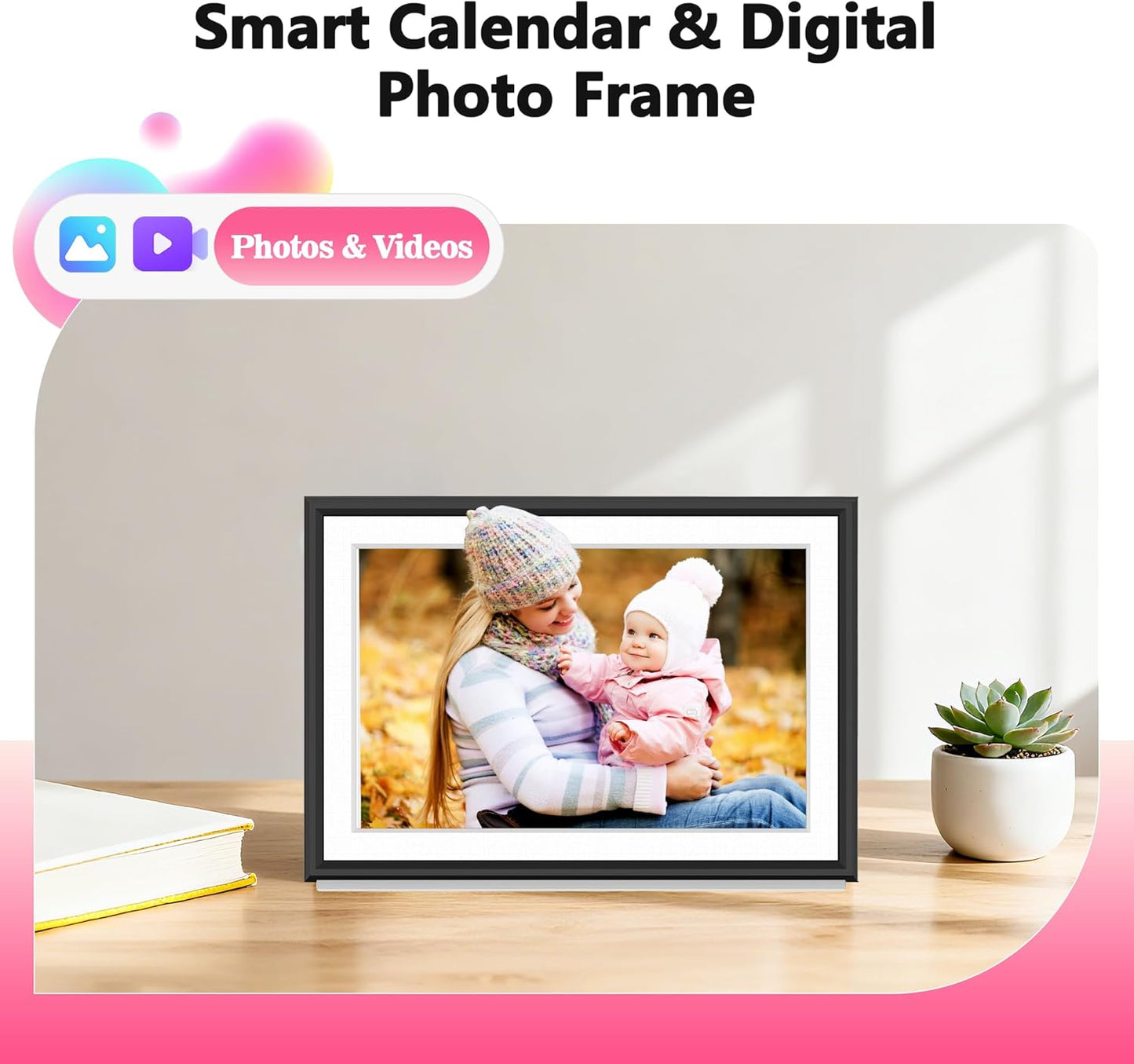 BIGASUO 10.1" Digital Calendar, Full HD Touchscreen Smart Planner,with Task & Reward Meal Plan Great for Family Schedules & Chore Organization, LED Reminder Light,Photo Display