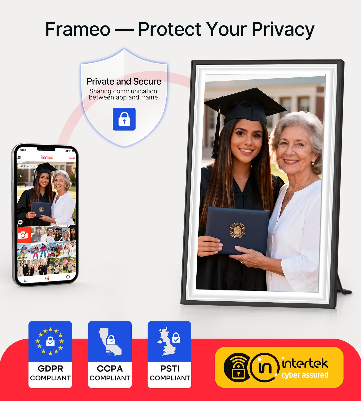 BIGASUO Digital Picture Frame Frameo 15.6" WiFi Electronic Photo Frames Large with 64GB Memory 1920x1080 IPS FHD Touch Screen Share Moments Instantly Anywhere Photo Gifts for Parents and Grandparents