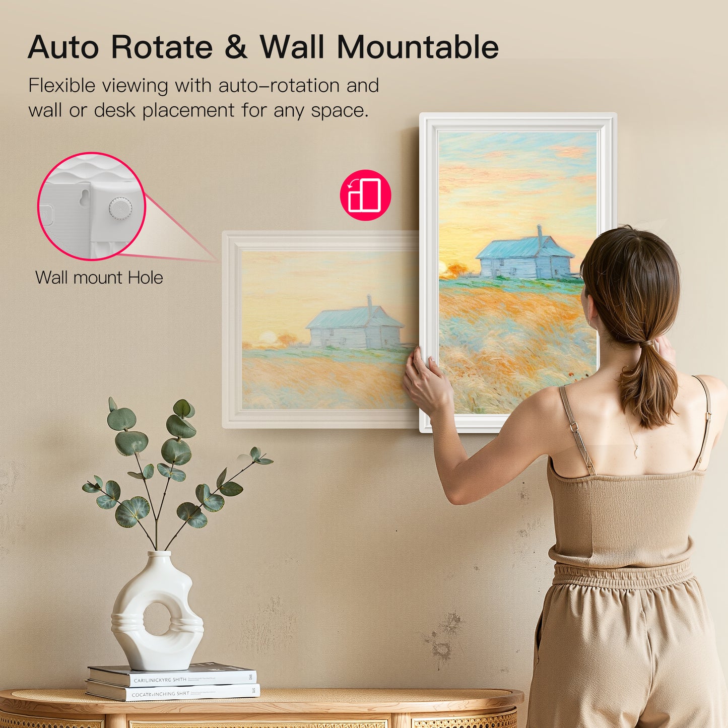 64GB 15.6 Inch Large WiFi Digital Picture Frame, Nusican Electronic Photo Video Frames with 1920X1080P FHD Touch Screen, Auto Rotate, Wall Mounted, Share instantly Via Phone App, Idea Chris Gift
