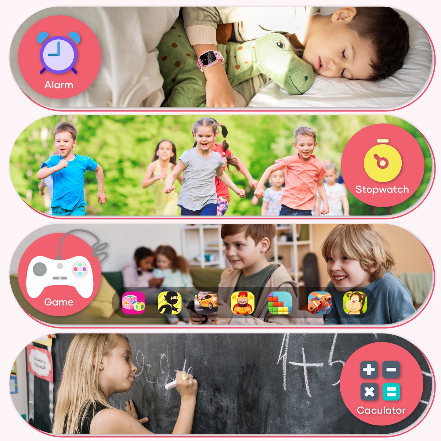 4G Smart Watch for Kids, GPS Tracker Smartwatch with Real Time Location Two Way Video Call Voice Chat, HD Touch Screen Camera SOS Alarm Clock Pedometer wrist Watch for Girls Gift（Pink）