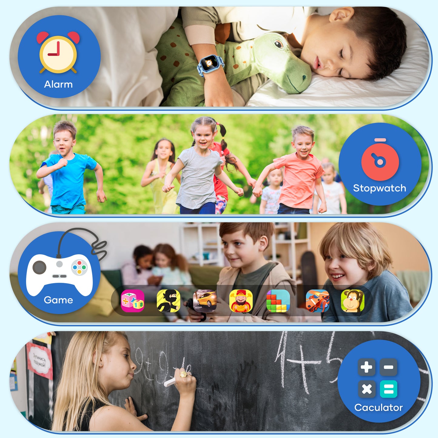 GPS SmartWatch, 4G Kids Smart Watch with Real-Time Location SOS 2 Way Video Call Voice Chat HD Touch Screen Camera, Wrist Watch for Boys and Girls Age from 3-12, Best Birthday Holiday Gift (Blue)