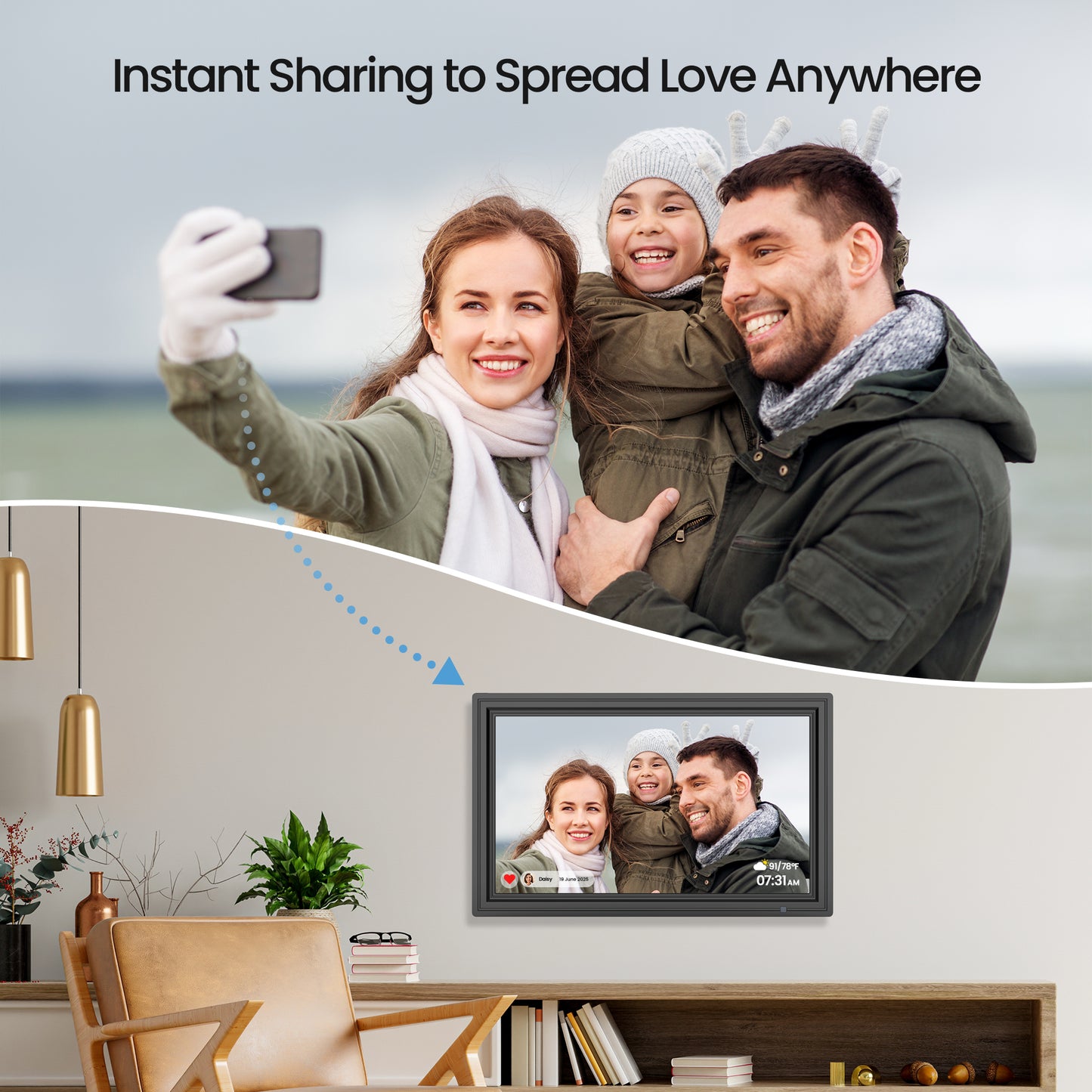 "64GB Digital Picture Frame WiF, NUSICAN 15.6 Inch Large Electronic Photo Frames, 1920*1080 IPS FHD Touch Screen, Auto-rotate, Share Picture Video from Anywhere, Best Gift for Every Ones "
