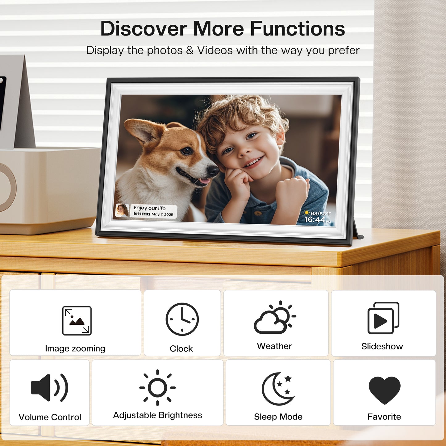 15.6" Uhale Digital Picture Frame RCA Large WiFi Electronic Photo Frames 1920 x 1080 IPS FHD Touchscreen 32GB Memory Send Photos from Phone at Anywhere, Best Gifts for Parents and Friends