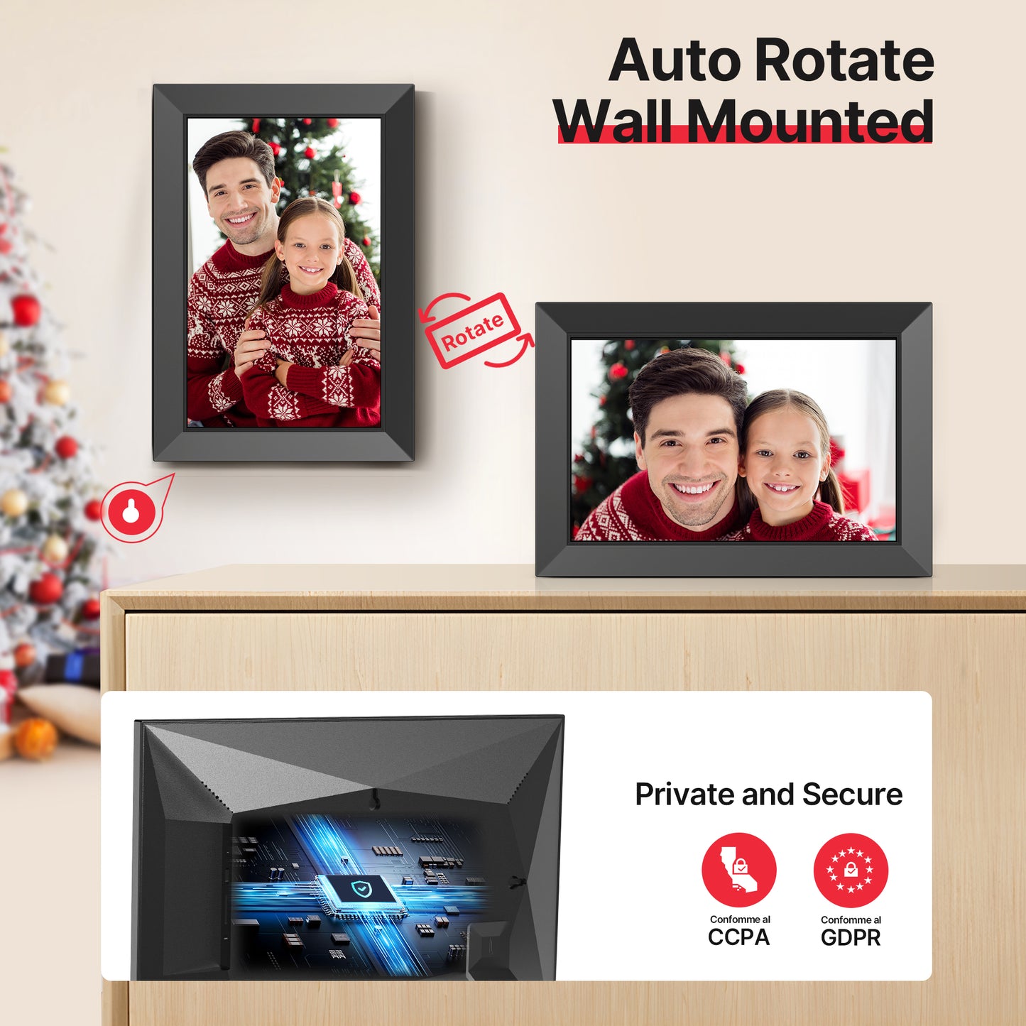 Frameo WiFi Digital Picture Frame, TEMASH 10.1" Digital Photo Frame 32G Memory with 1280*800 IPS Touchscreen, Wall Mount Auto Rotate Electronic Picture Frame, Gift for A Loved One!