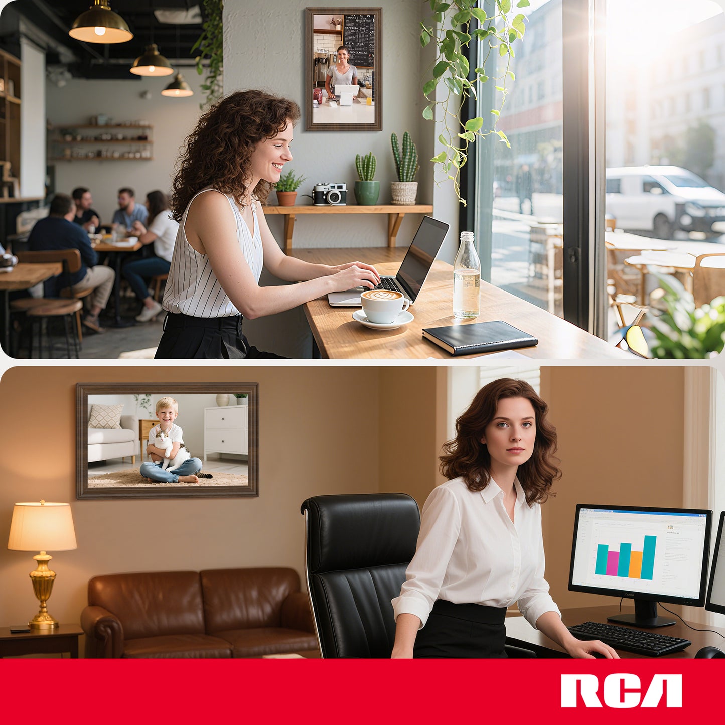 RCA 15.6" WiFi Digital Picture Frame Large Electronic Uhale Photo Video Frames with 32GB Memory 1920x1080P FHD IPS Touch Screen Auto Rotate Wall Mountable, Share from Phone to Cloud Frame Anywhere