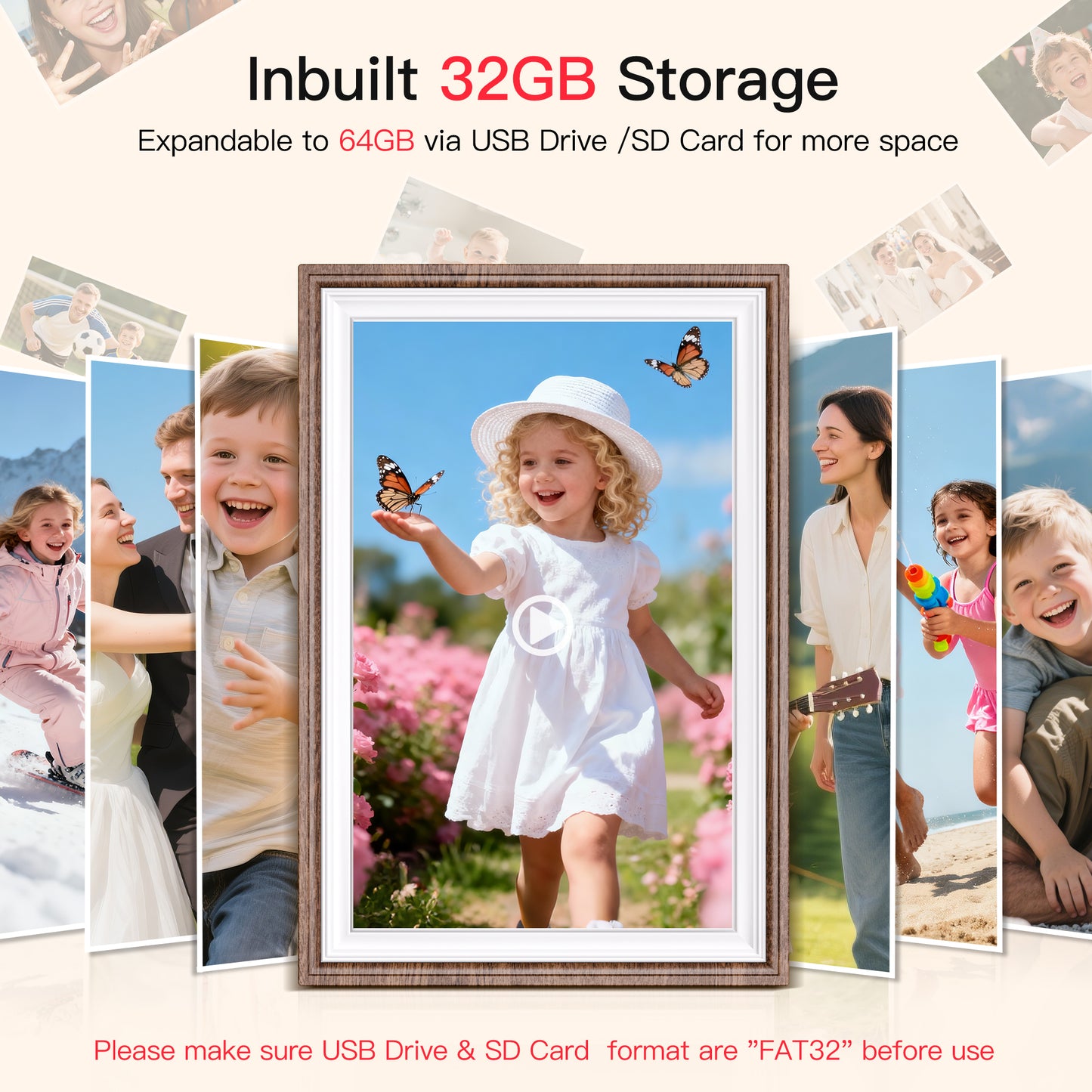 10.1inch Digital Picture Frame, NUSICAN WiFi Frameo Digital Frame for Photos & Videos 1280 x 800 HD Touch Screen 32GB Memory, Auto Rotate Wall Mountable, Slideshow, Perfect Holiday Present Choice