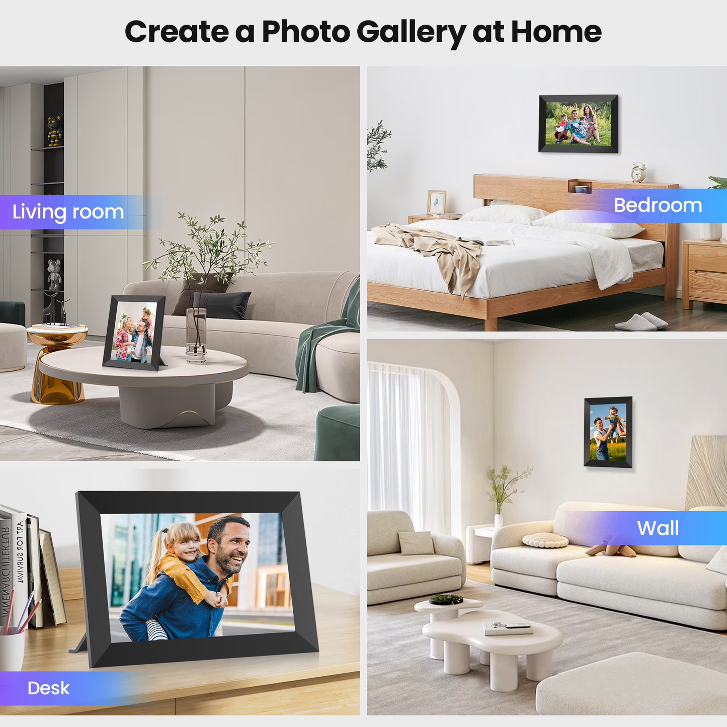 Ricilar 10.1 inch Digital Photo Frame WiFi, 1280*800 HD IPS Touchscreen 32GB Electric Picture Frames Send Photos Videoes via Micro SD Card Uhale App From Anywhere