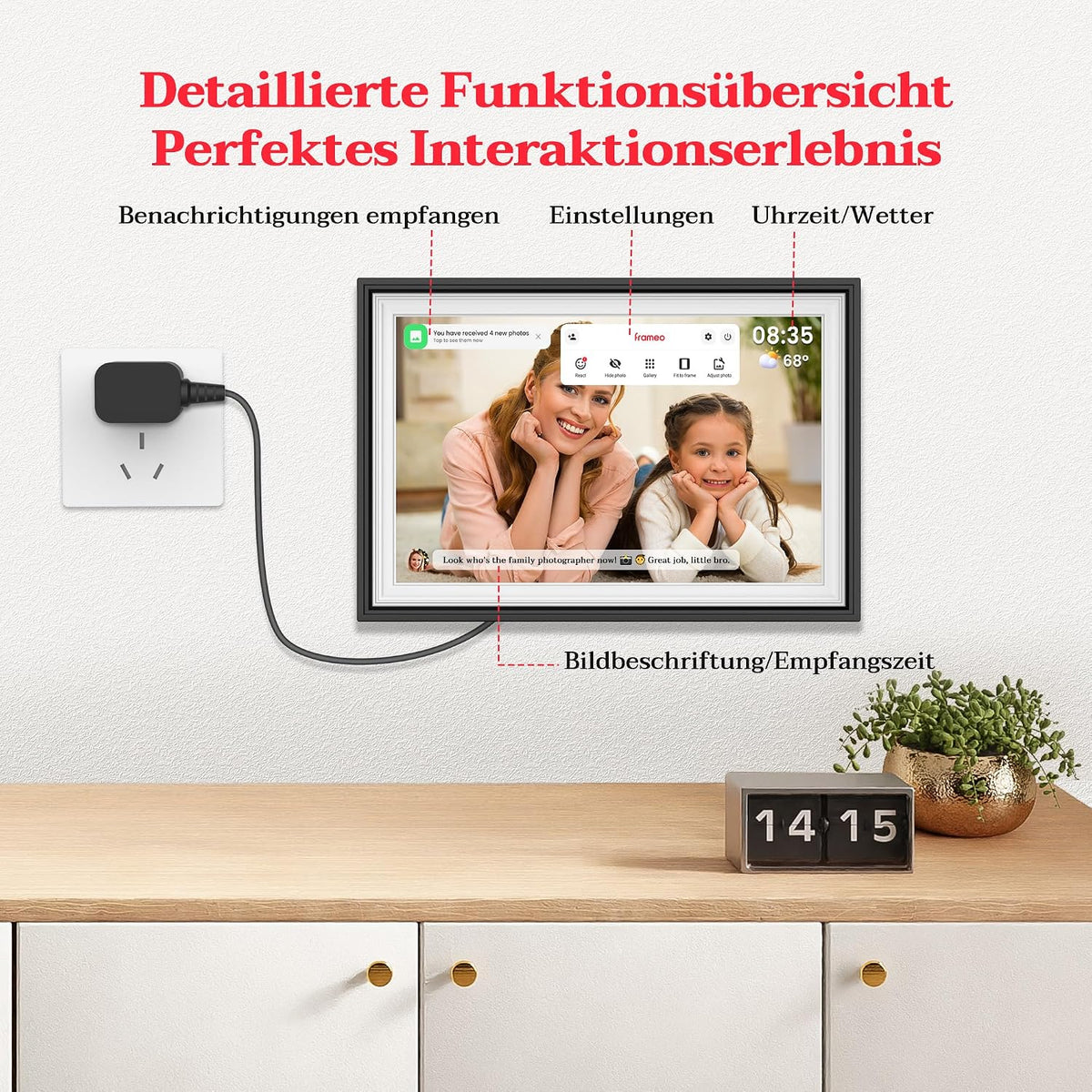 Frameo WLAN Digitaler Bilderrahmen 10,1 Zoll, HD 1280 * 800 IPS Touchscreen Elektronischer FotoRahmen mit 32GB Speiche
