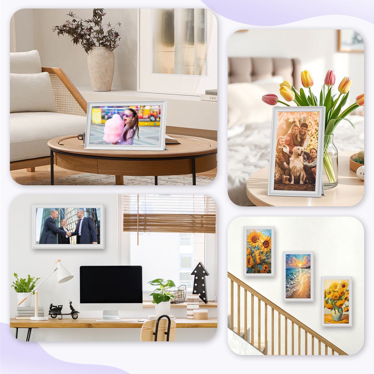 RCA Digital Photo Frame 10.1 Inch WiFi Digital Frames with 32GB Memory, 1080P IPS Touch Screen Picture Frames Auto-Rotate, Wall Mountable, Share Photos/Video Via Phone Uhale App Remotely (White)