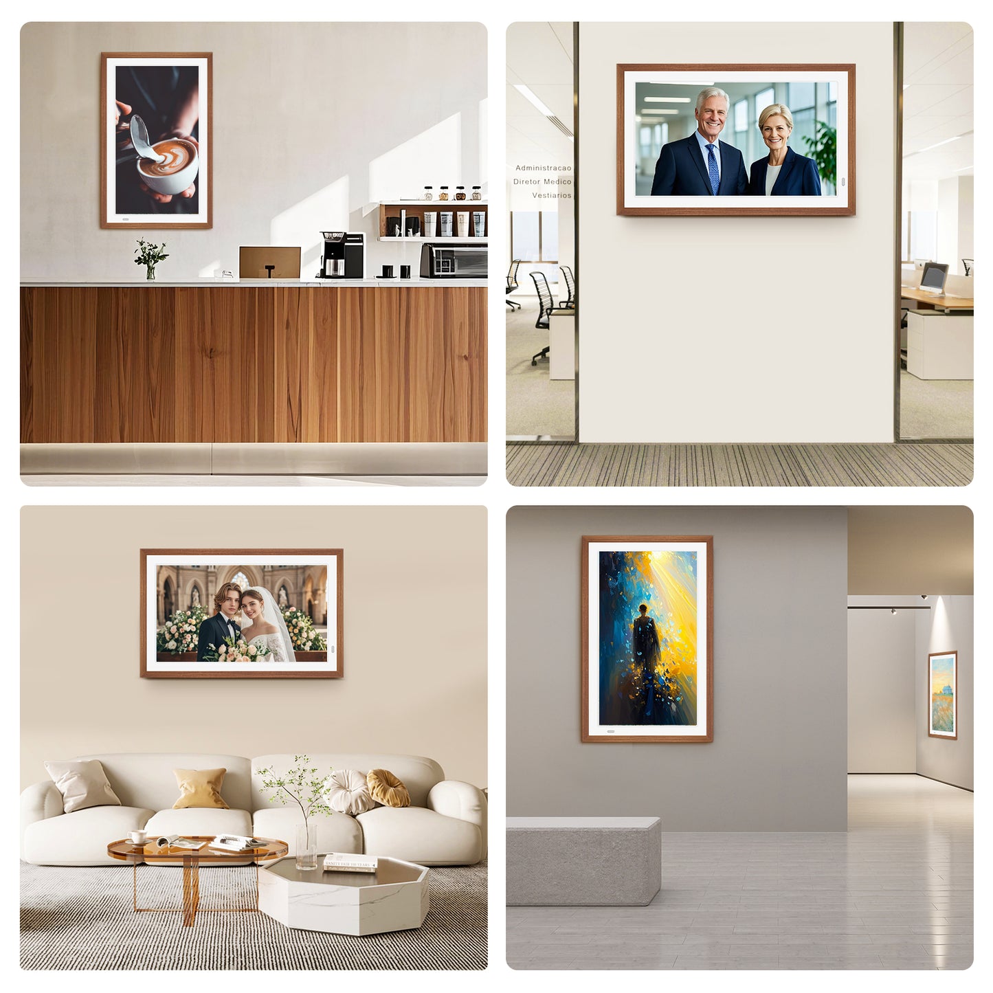 Uhale 21.5" Large Digital Picture Frame WiFi Wood with Remote Control, 1920 x 1080 FHD IPS No Touch Screen Electronic Photo Frames Wall Mount with 64GB, Support SD USB, Share Photos Videos Instantly