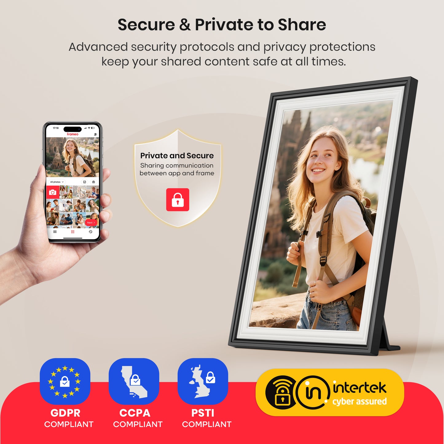 Frameo Digital Photo Frame 10.1inch NUSICAN WiFi Electric Picture Frame with 1280 x 800 HD Touch Screen 32GB Memory, Support Auto Rotate Wall Mountable, Share from Phone App Instantly