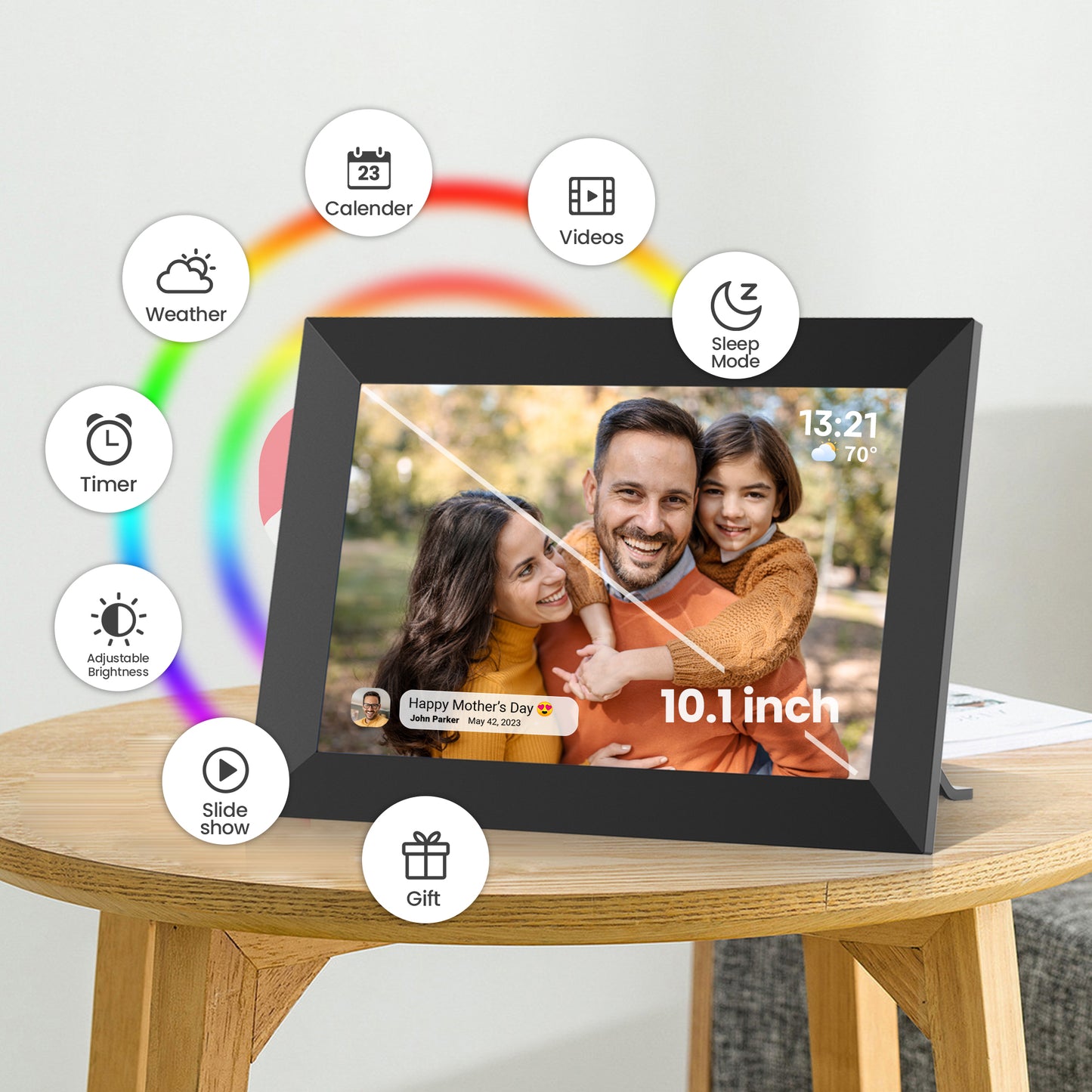 RICILAR Frameo WiFi Digital Picture Frames 2 Pack, 10.1-inch Electronic Photo Frames with IPS Touch Screen, 32GB Storage, Auto-Rotate, Wall Mountable, Ideal Gift Selection!