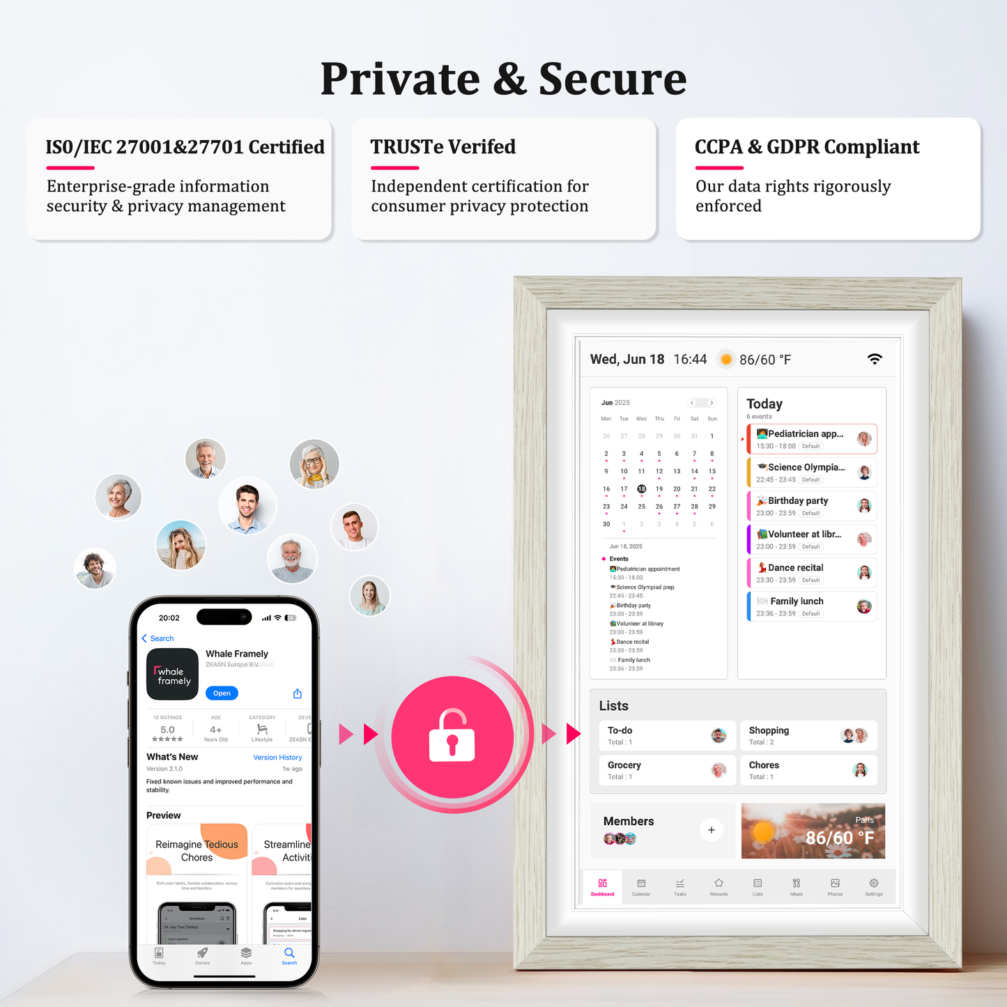 BIGASUO 15.6 inch Digital Calendar Wall Planner & Chore Chart, 1080P Interactive Display Touch Screen Smart Family Schedules, Meal Planner, To Do List, Task & Rewards, Wall & Desk Mountable