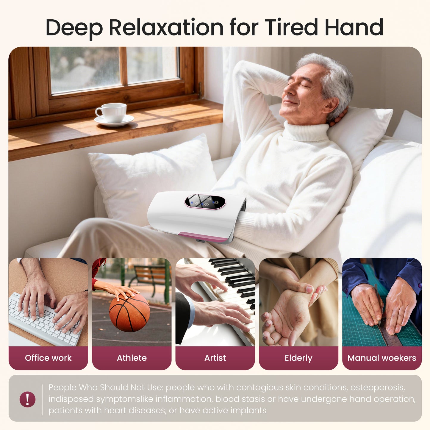 Hand Massager for Arthritis and Carpal Tunnel Relief, Msake Touchscreen Cordless Hand Massager with Heat, 3 Massage Modes, 3 Pressure Modes, Gifts for Women/Men