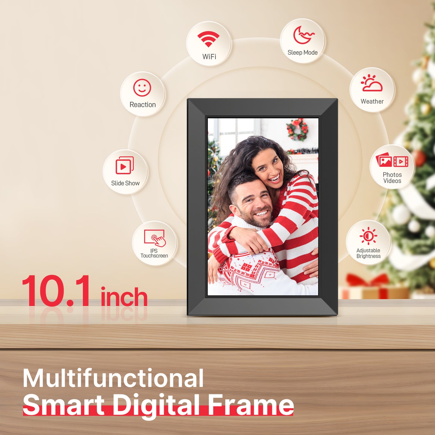 Frameo WiFi Digital Picture Frame, TEMASH 10.1" Digital Photo Frame 32G Memory with 1280*800 IPS Touchscreen, Wall Mount Auto Rotate Electronic Picture Frame, Gift for A Loved One!