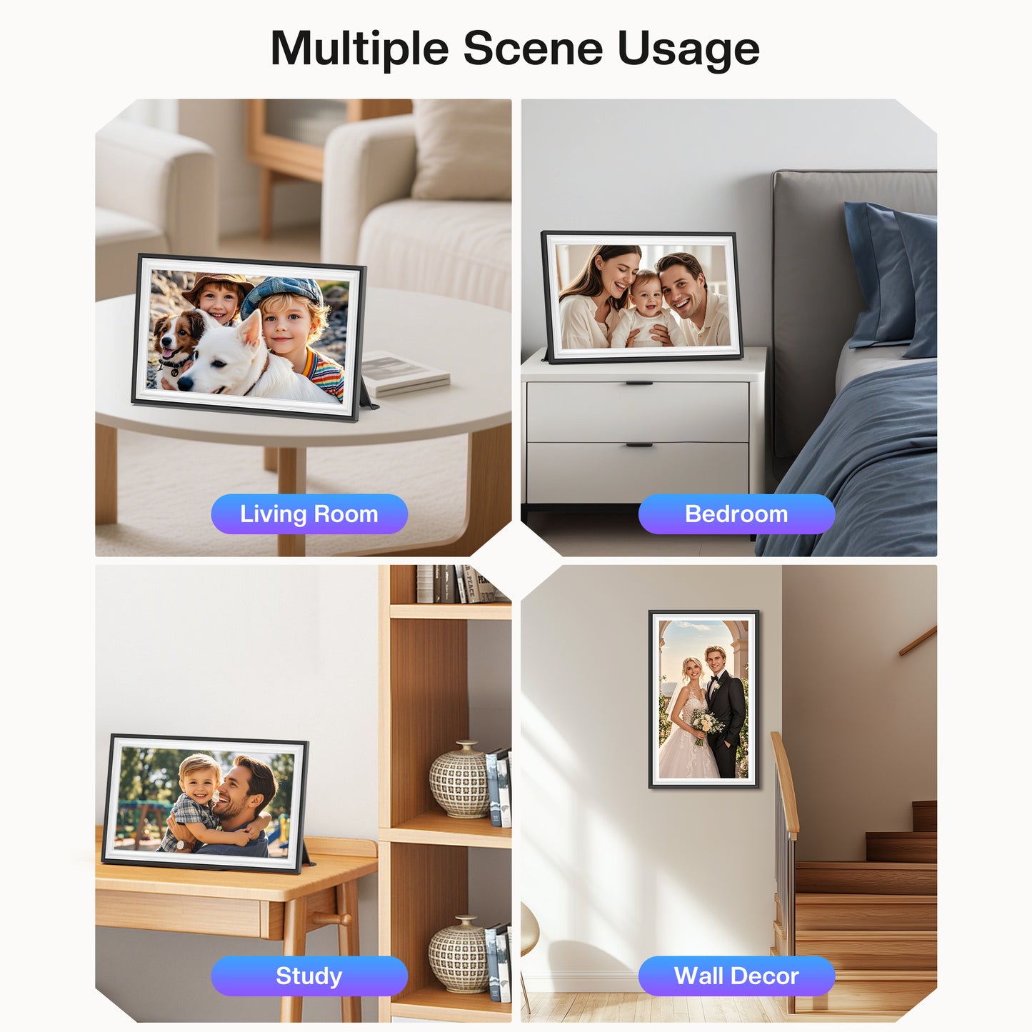 15.6" Uhale Digital Picture Frame RCA Large WiFi Electronic Photo Frames 1920 x 1080 IPS FHD Touchscreen 32GB Memory Send Photos from Phone at Anywhere, Best Gifts for Parents and Friends