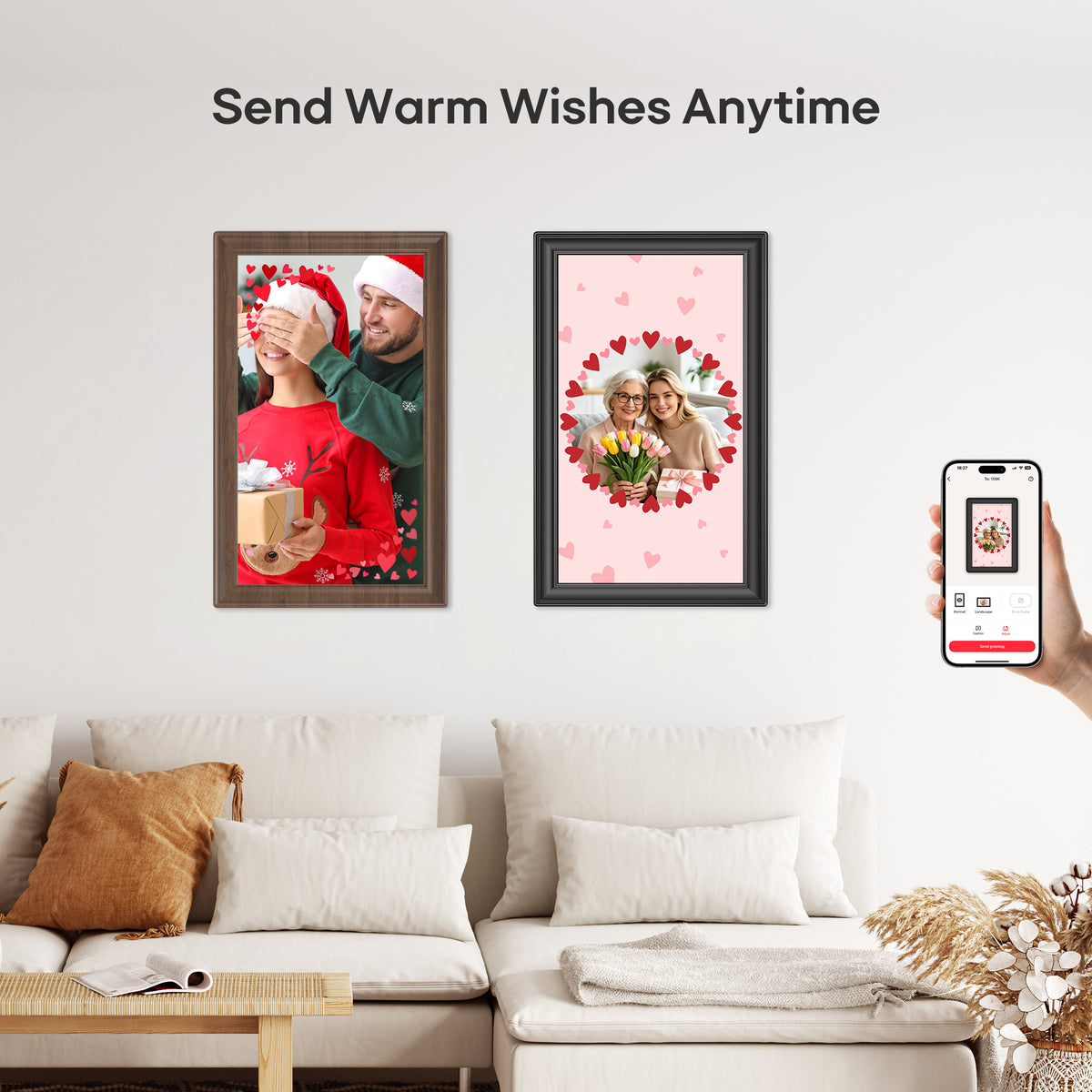 Frameo 15.6” 64GB Digital Picture Frame NUSICAN WiFi Photo Video Frames 1920 x 1080 FHD Touch Screen, Auto Rotate, Wall Mounted, Share from Phone App Easily, Best Gifts for Parents & Friends