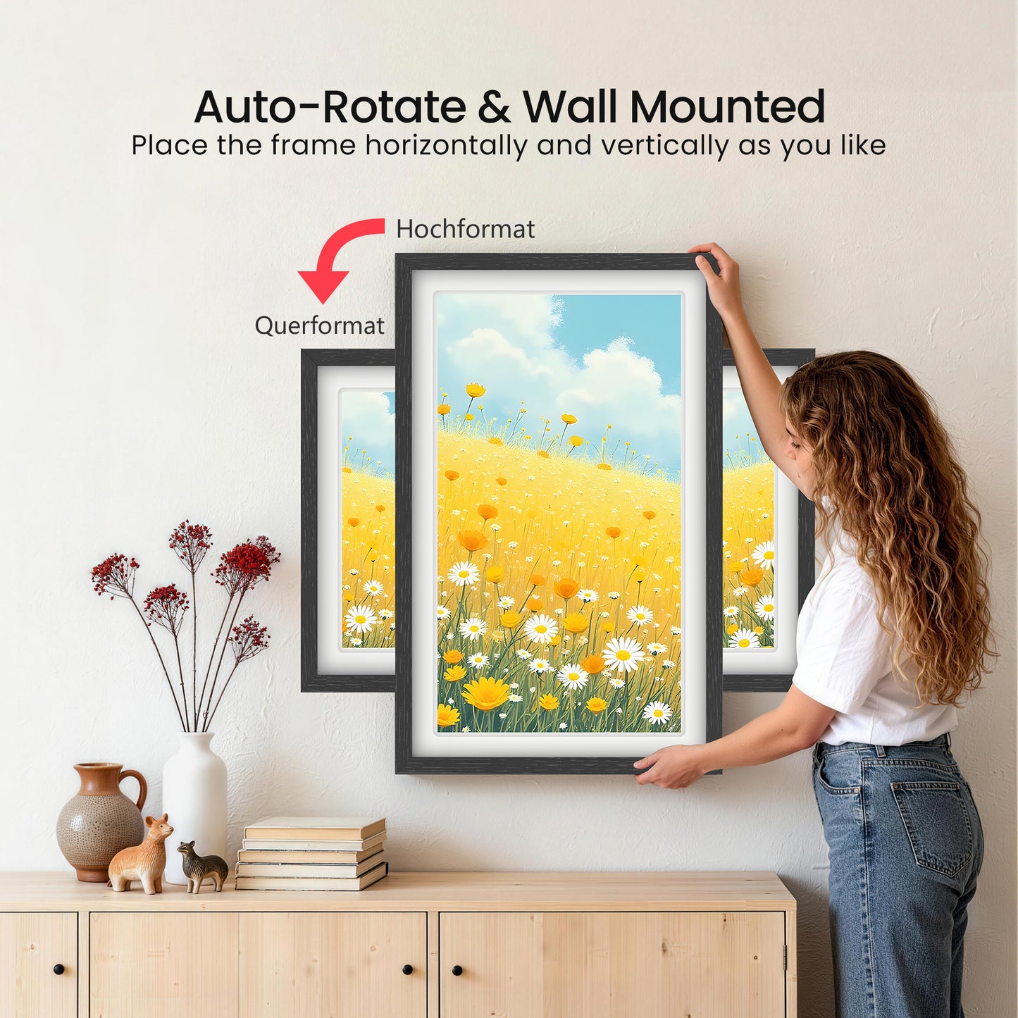 Frameo 21.5 Inch WiFi Digital Photo Frame with 64GB Memory, 1920x1080 FHD IPS Touchscreen Digital Picture Frame, Auto-Rotate, Instant Photo & Video Sharing via Frameo App