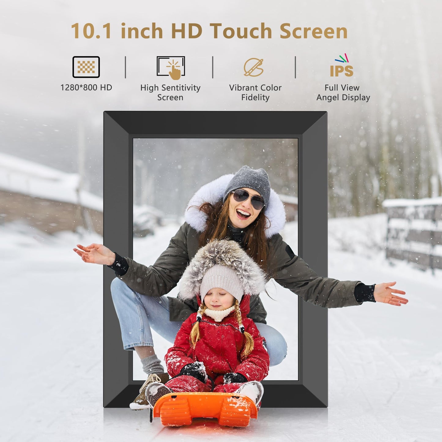 Frameo WiFi Digital Picture Frame - 10.1 Inch 1280x800 HD IPS Touch Screen Digital Photo Frame, 32GB Memory, Automatic Rotate, Wall Mountable, Easy Share Photos Videos Instantly, Best Choice for Gift