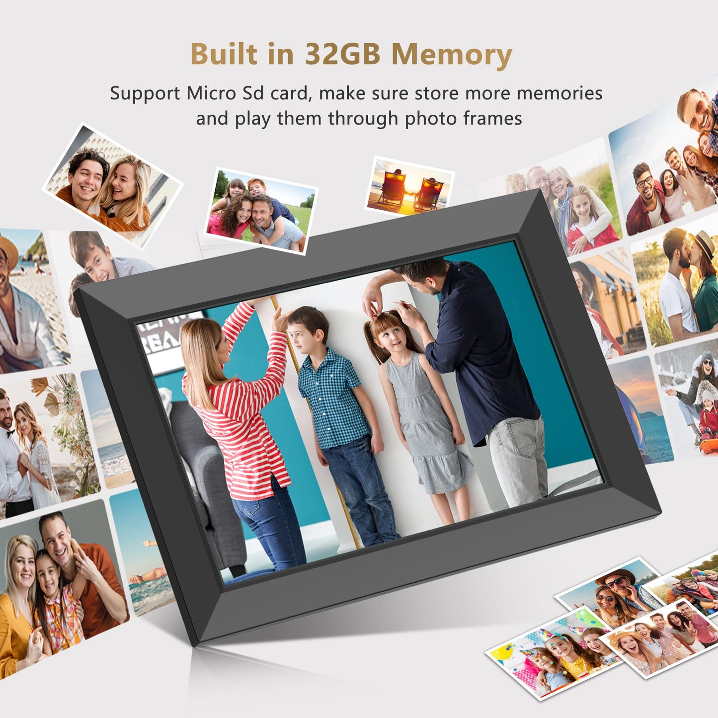 Frameo WiFi Digital Picture Frame - 10.1 Inch 1280x800 HD IPS Touch Screen Digital Photo Frame, 32GB Memory, Automatic Rotate, Wall Mountable, Easy Share Photos Videos Instantly, Best Choice for Gift