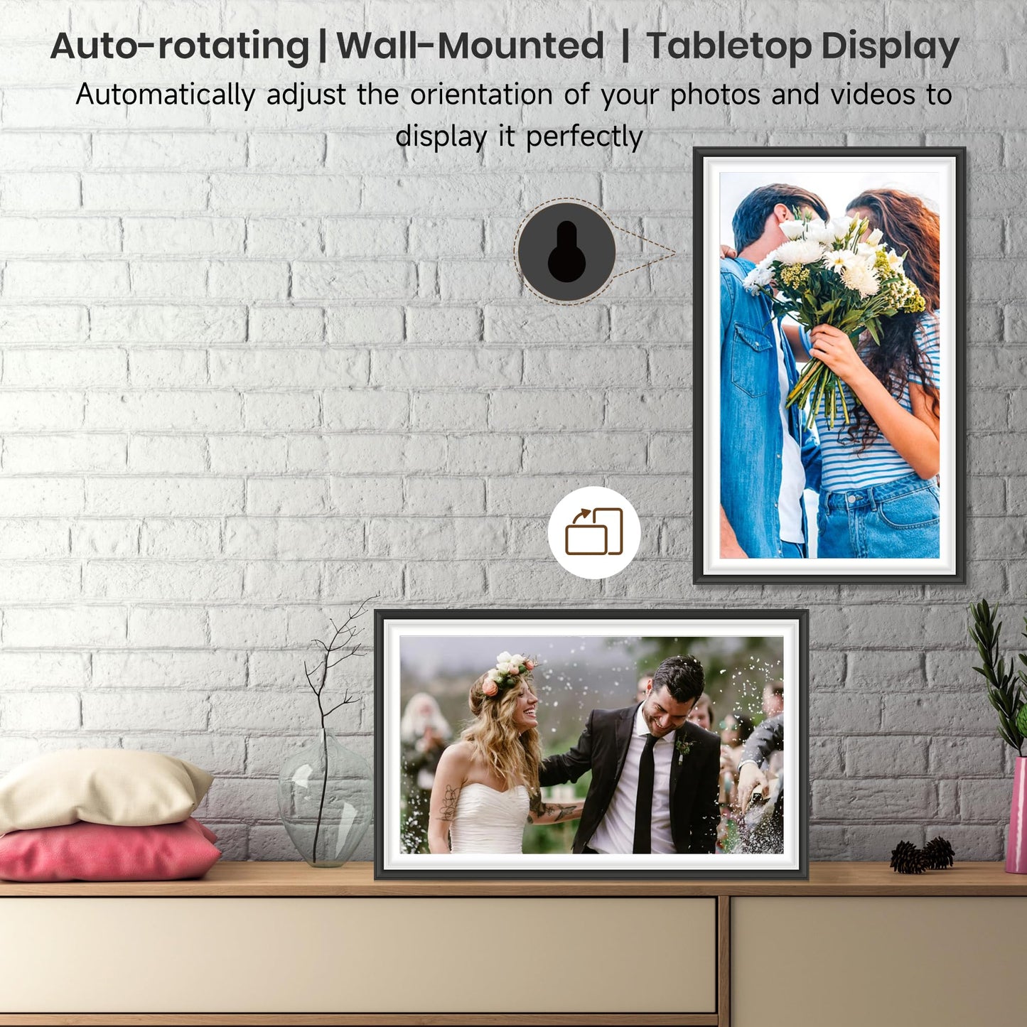 64GB 15.6 inch Frameo Digital Photo Frame WiFi -1920 * 1080 FHD Digital Picture Frame, IPS Touch Screen Electronic Frames with Auto-Rotate, Slideshow, Wall-Mounted, Share Photos Videos Instantly
