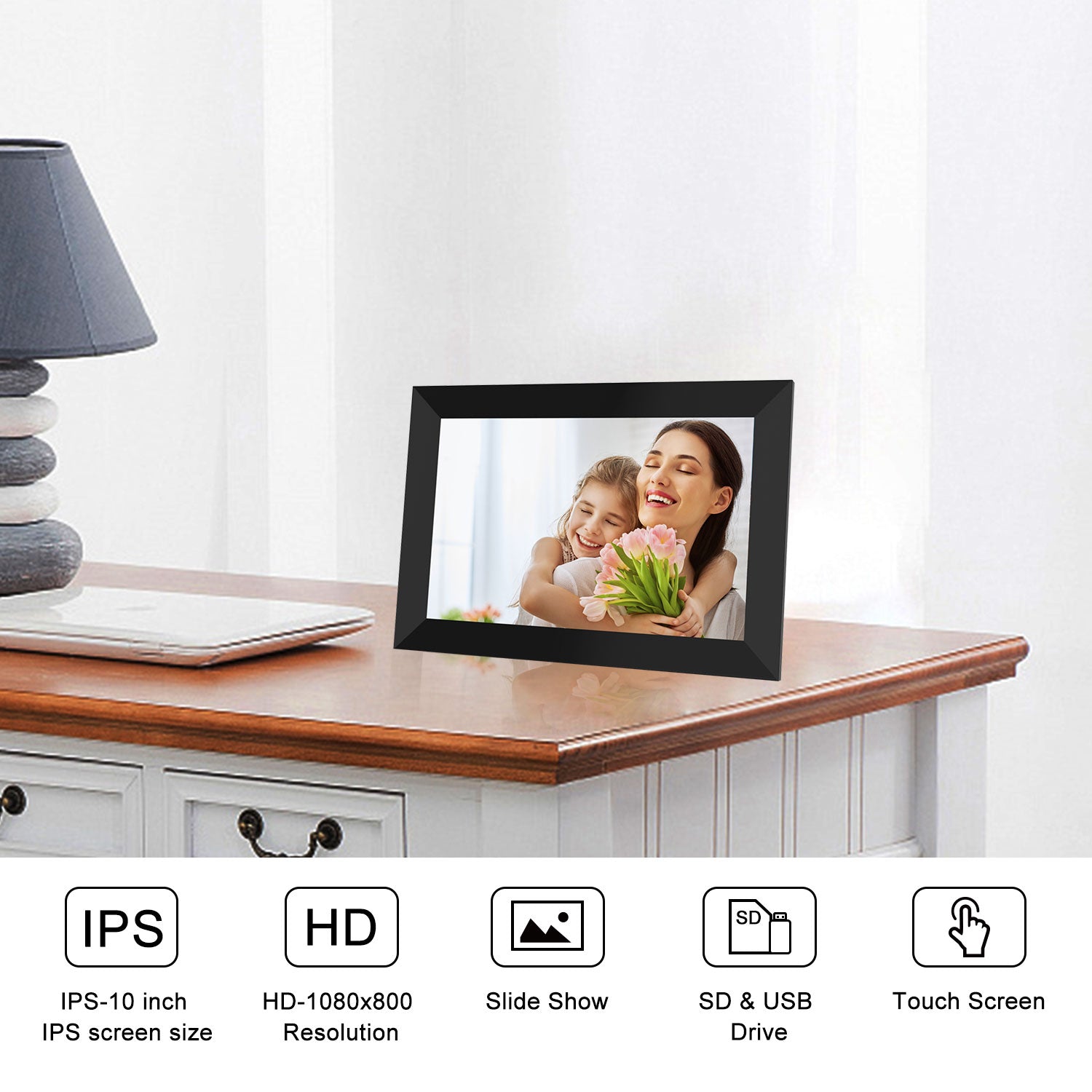102K BIGASUO Digital Picture Frame - 10 inch WiFi Digital Frame IPS To ...