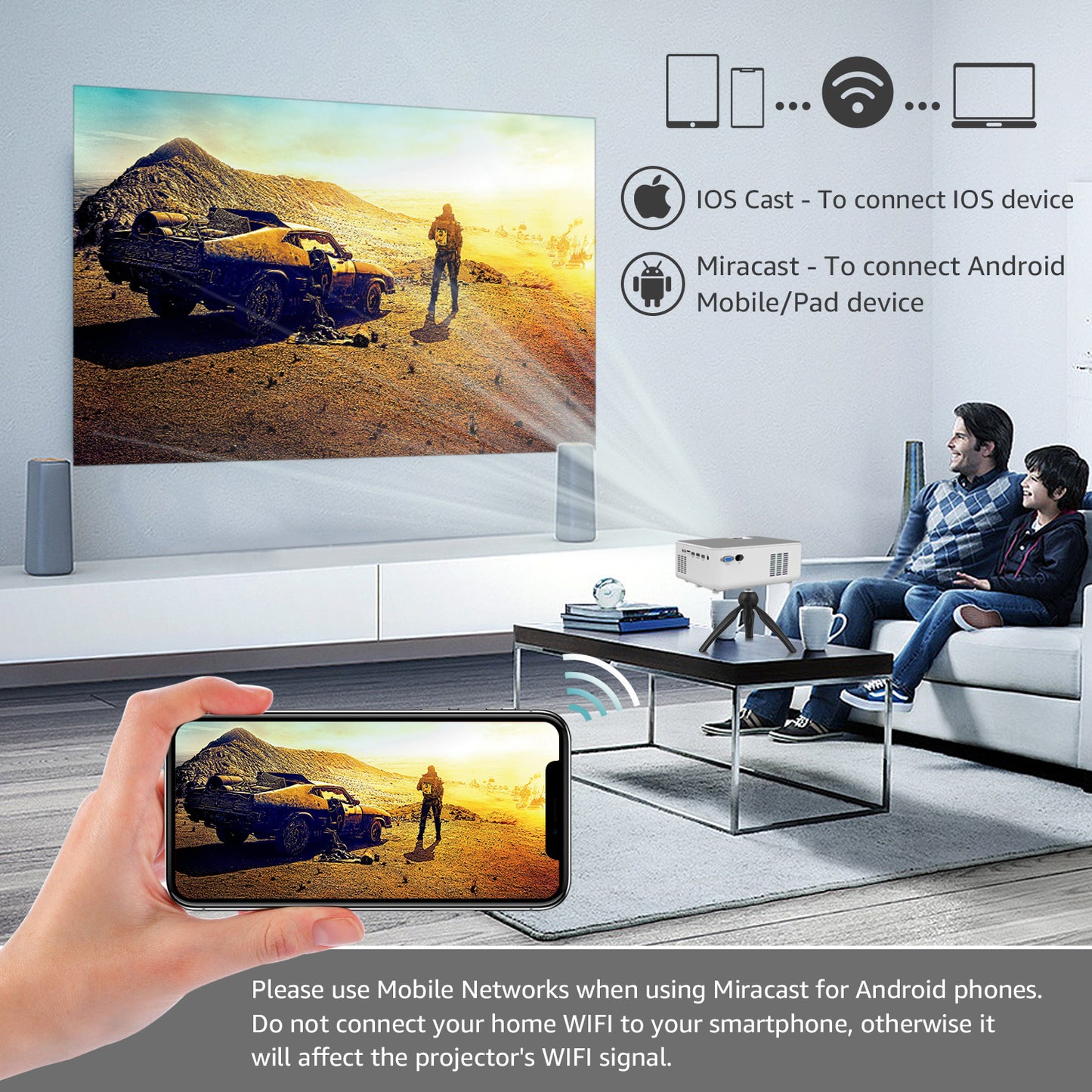 FANGOR 506 HD Projector,  1080P WiFi/Bluetooth(sell to JP)