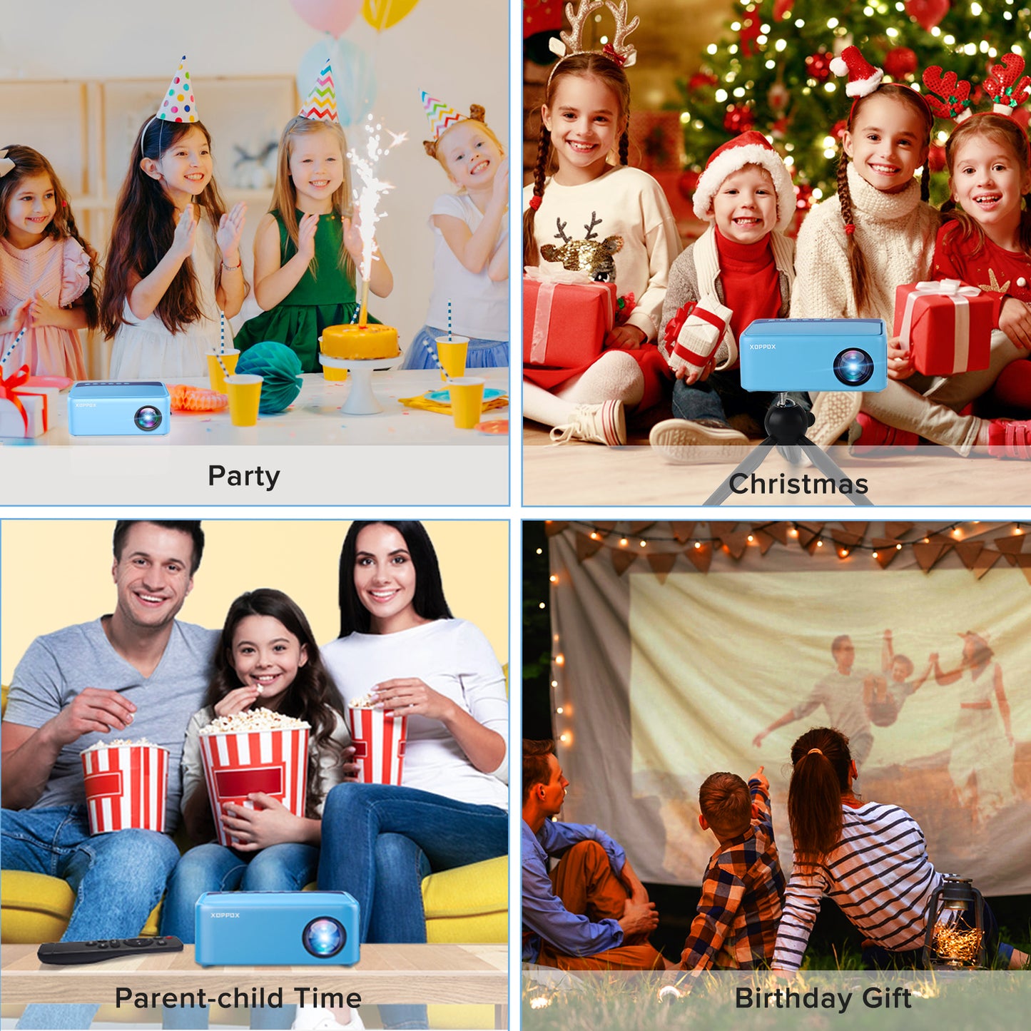 Mini Video Projector for Cartoon, Portable Outdoor Movie Projector for Kids Gifts, XOPPOX Small Home Theater Projector for Phone with HDMI USB AV Interfaces