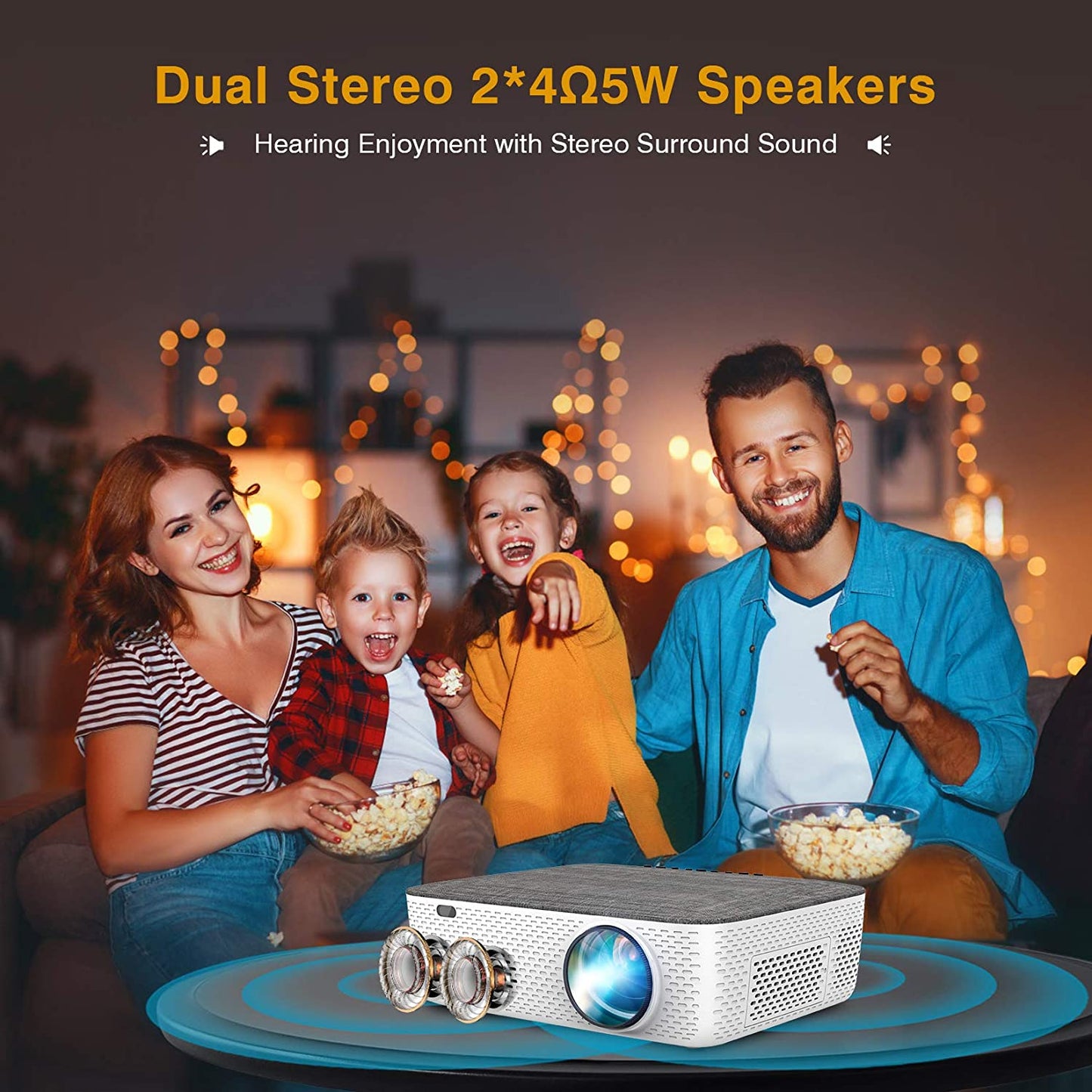 5G WiFi Projector 4K Supported - FANGOR 8500L Native 1080P Projector Bluetooth Outdoor Movie Projector / Full Sealed Design/Digital Keystone/300” Display/50% Zoom, for Phone/PC/DVD/TV/PS4