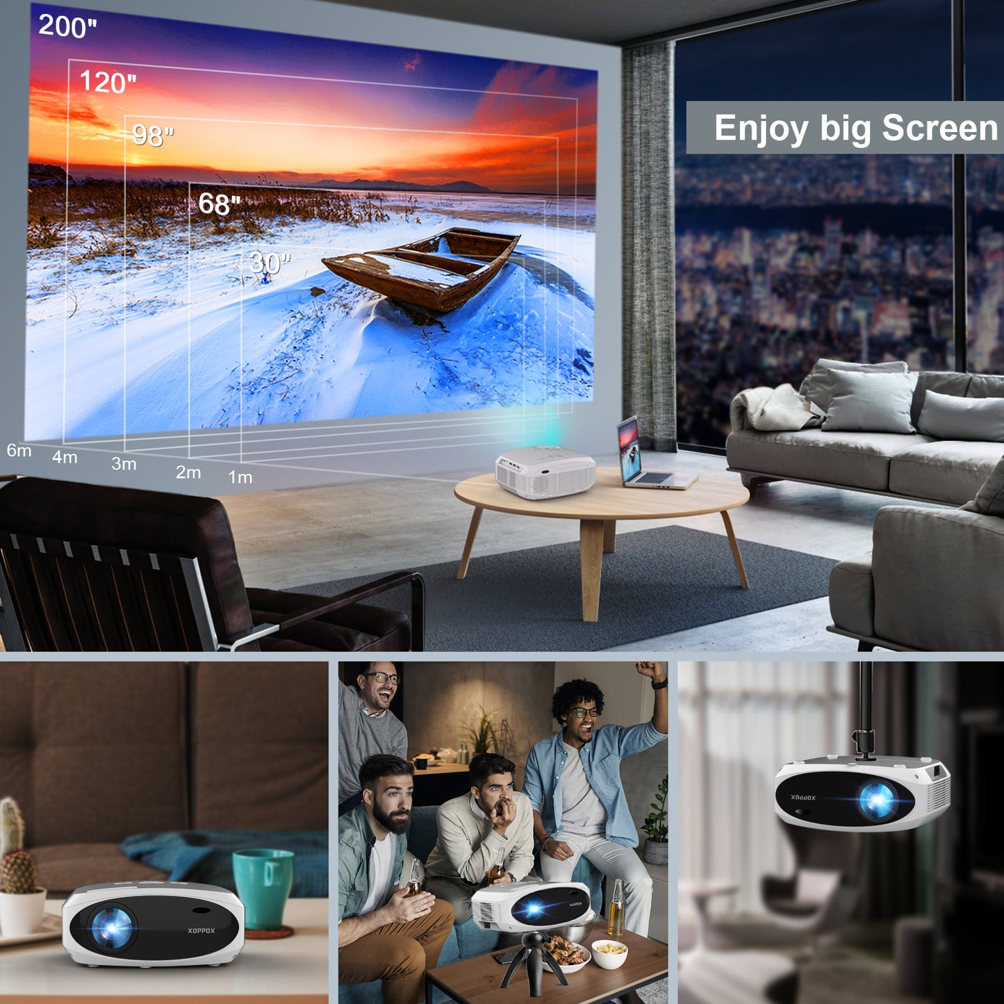 XOPPOX X-901 HD Projector Wifi 7500Lux Bluetooth 2021 New