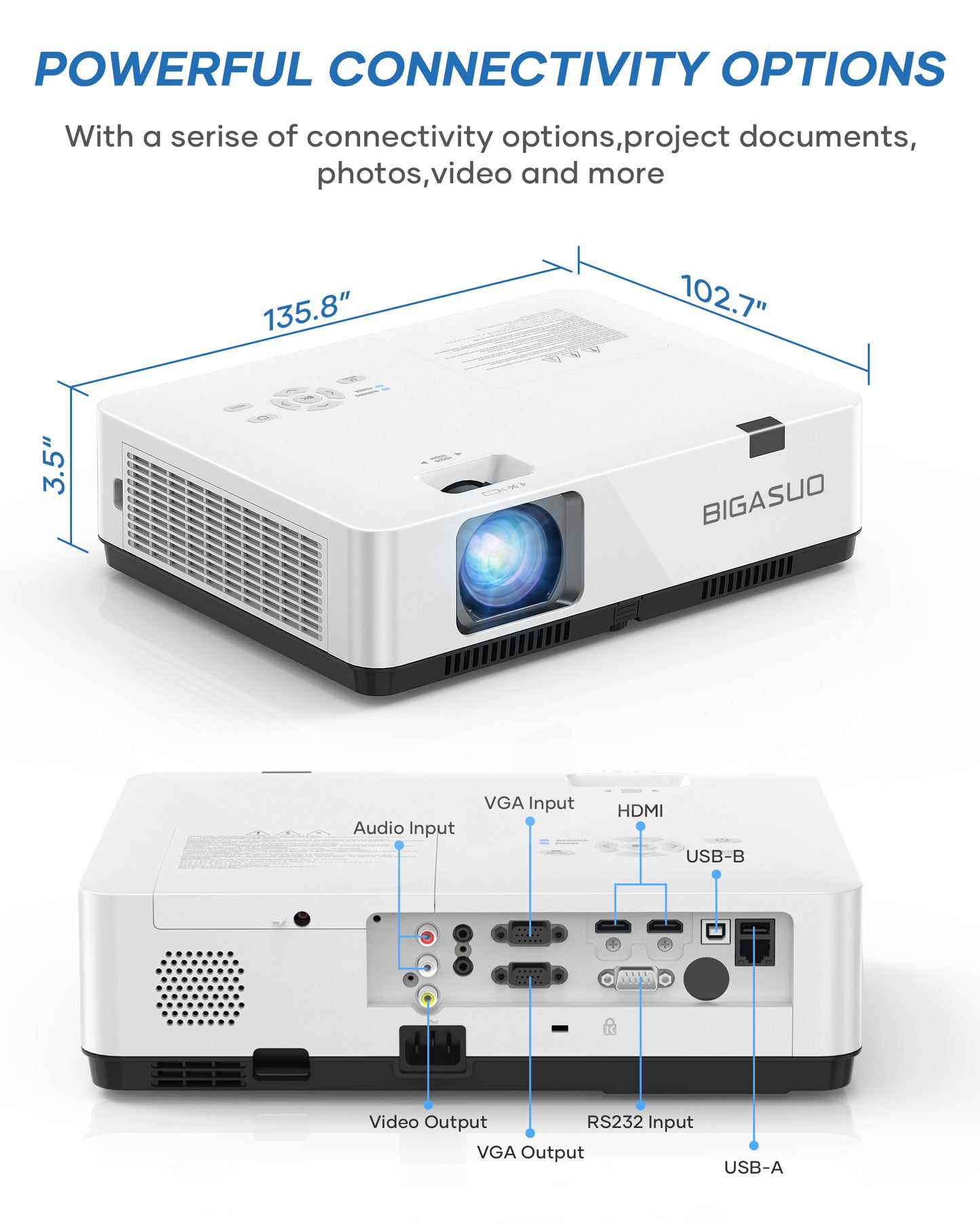 BIGASUO F-1080P 3-Chip 3LCD Business Projector