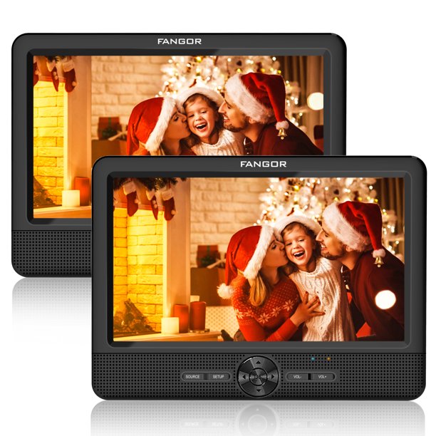 Fangor Premium 10" Dual DVD Players for Car, Ideal Gift for Keeping Kids Quiet and Comfortable on Long Car Trips (DVD Player + Monitor)
